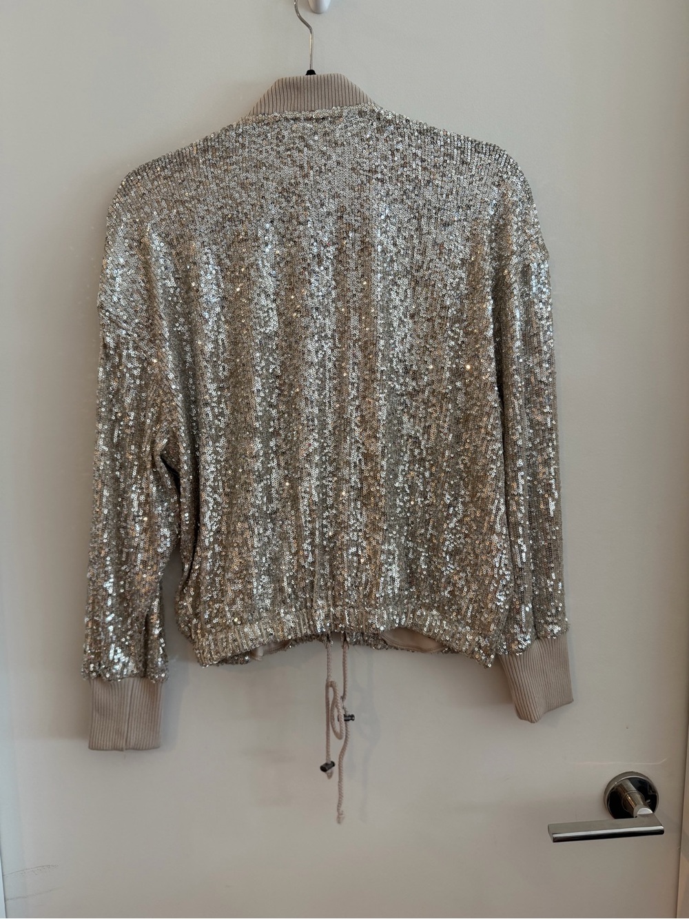BB Dakota Silver Sequin Bomber Jacket